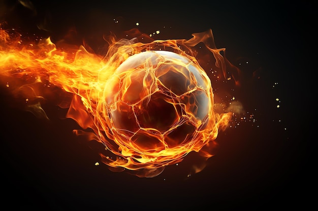 Foto ein fußball in flammen
