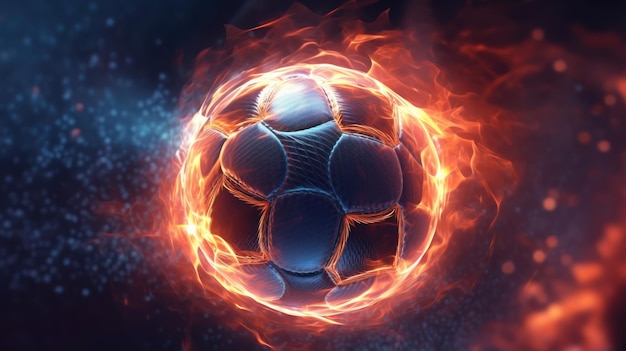 Ein Fußball mit Flammen und dem Wort Fußball darauf