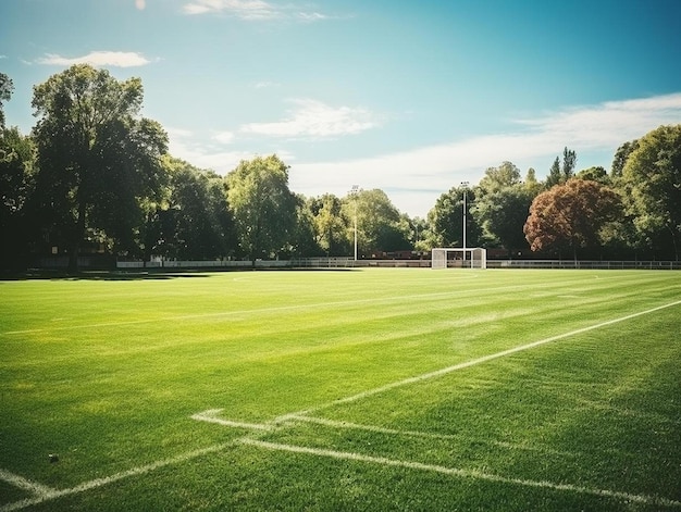 ein Fußballfeld mit einem Tor in der Mitte