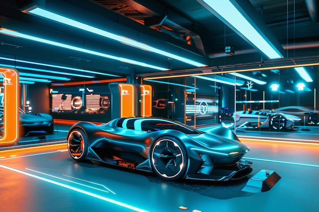 Ein futuristischer Auto-Showroom mit autonomer mod generativer AI