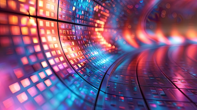 Ein futuristischer Hintergrund eines schimmernden holographischen Rasters mit schimmernden Farben, die sich verschieben und verschmelzen