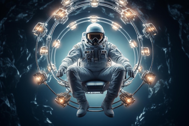 Ein futuristischer Wissenschaftsastronaut in der Schwerelosigkeit
