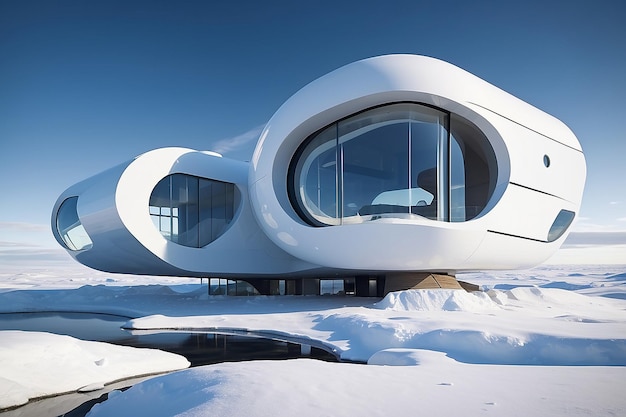 Ein futuristisches Haus in der Tundra Zukunftsarchitektur Hausdesign