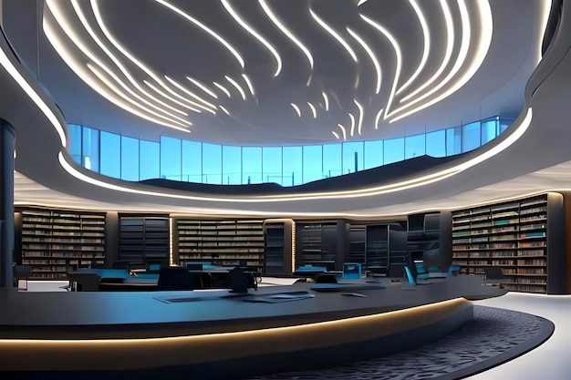 Ein futuristisches modernes Bibliothekskonzept