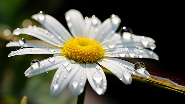 Ein Gänseblümchen, das in einem Wassertropfen AI Generative schwimmt