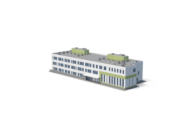 Ein Gebäude mit einem grünen Dach und einem weißen Dach.