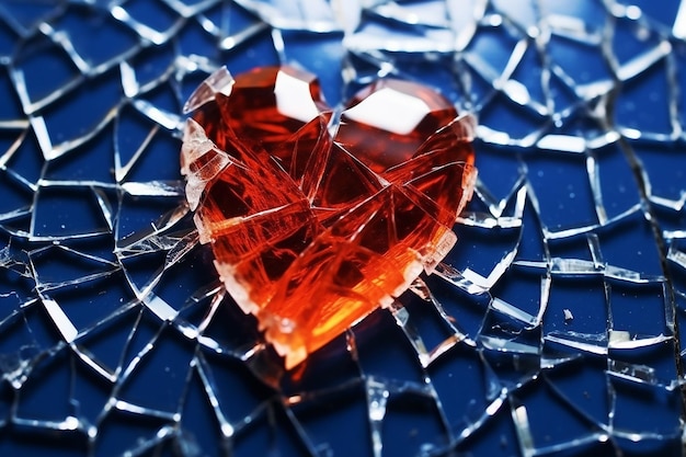 ein gebrochenes Herz, symbolisiert durch zerbrochenes Glas, das von der KI erzeugt wurde
