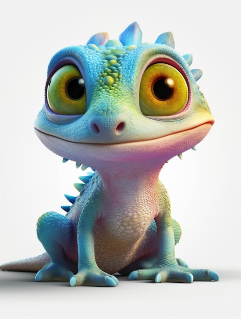 Ein Gecko mit blauem Gesicht sitzt auf weißem Hintergrund.