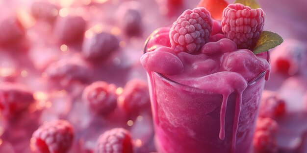 Ein gefrorener Rotbeeren-Smoothie in einem Glas, perfekt für eine nahrhafte Frühstücksmahlzeit.