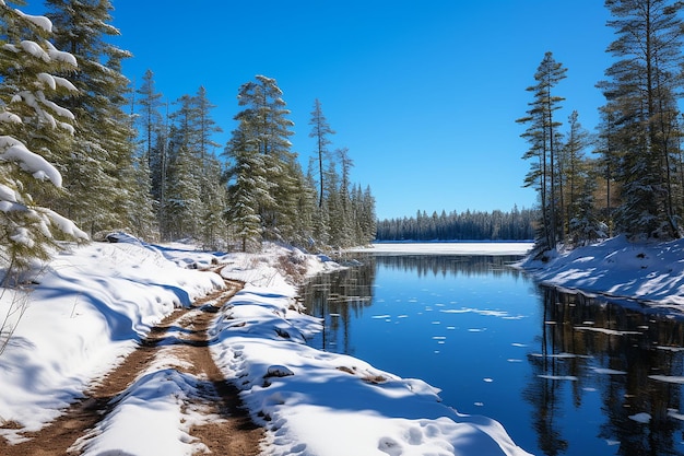 ein gefrorener See, der als improvisierte Eislaufbahn dient Ai erzeugt