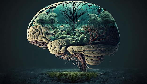 Ein Gehirn mit einem Baum darin