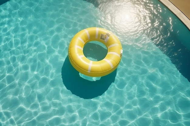 Ein gelber aufblasbarer Ring in einem Pool