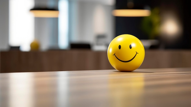 Ein gelber lächelnder Ball kann ein positives Arbeitsumfeld fördern