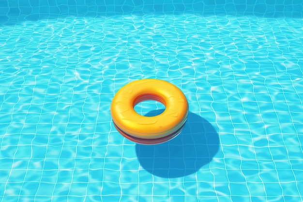 Ein gelber Ring in einem Pool, der ein Loch hat