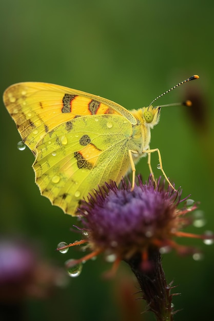 Ein gelber Schmetterling auf einer Blume