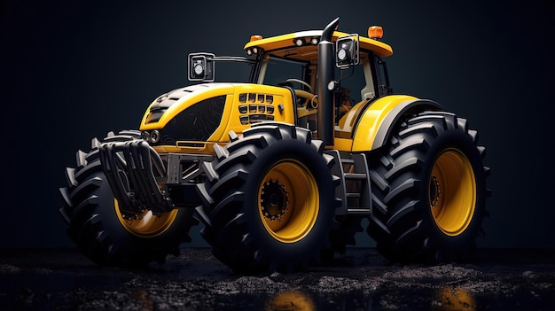 ein gelber Traktor mit Reifen im Stil von Agfa APX