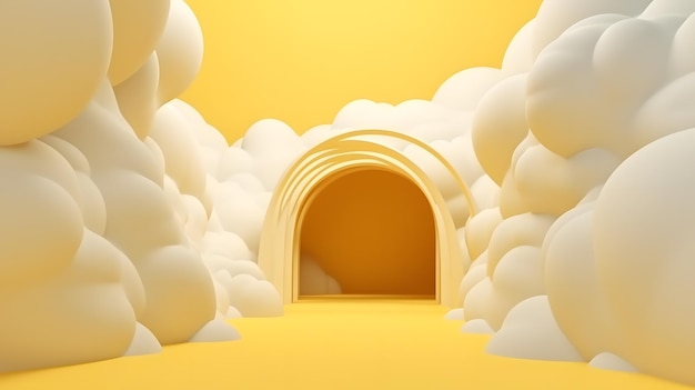 Ein gelber Tunnel mit einem Tunnel in der Mitte.