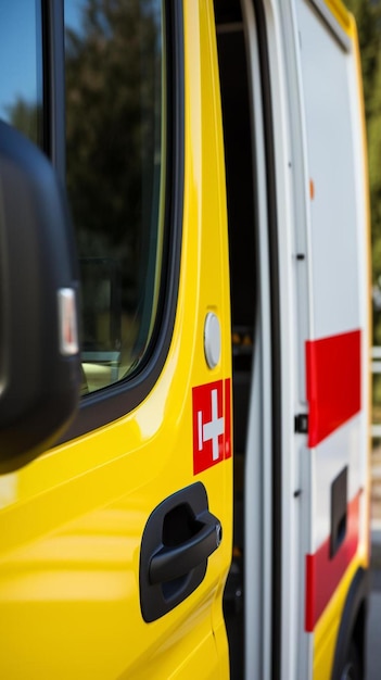 Foto ein gelber und weißer lkw mit den buchstaben lg an der seite