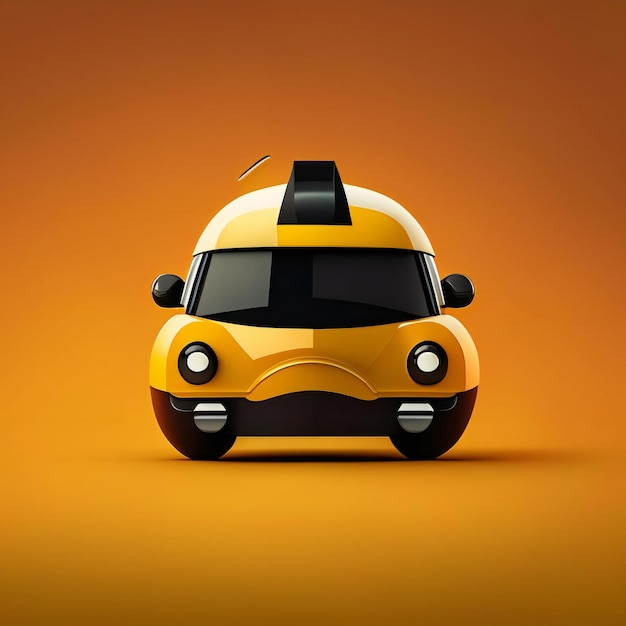 ein gelbes Auto mit geöffneter Motorhaube und dem Wort „Auto“ auf der Vorderseite.