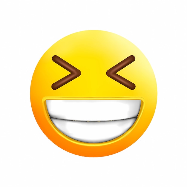 ein gelbes Smiley-Gesicht mit einem Lächeln und den Worten "Mund offen"