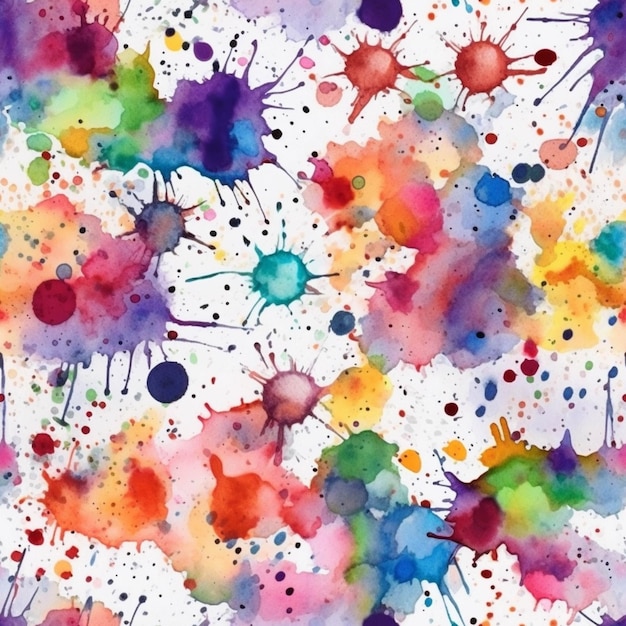 Ein Gemälde aus bunten Farbspritzern auf weißem Hintergrund, generative KI