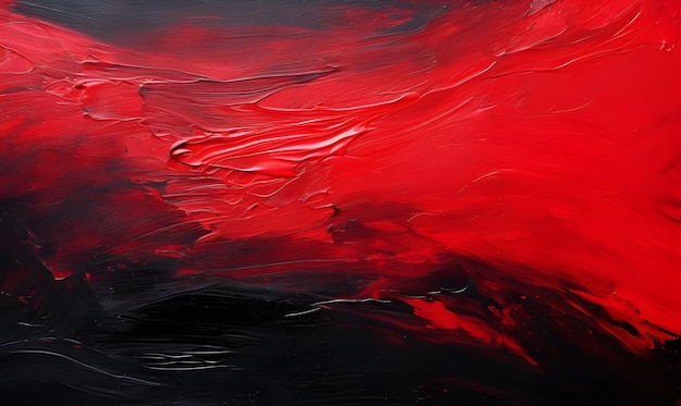 ein Gemälde aus roter und schwarzer Tinte mit schwarzem Hintergrund