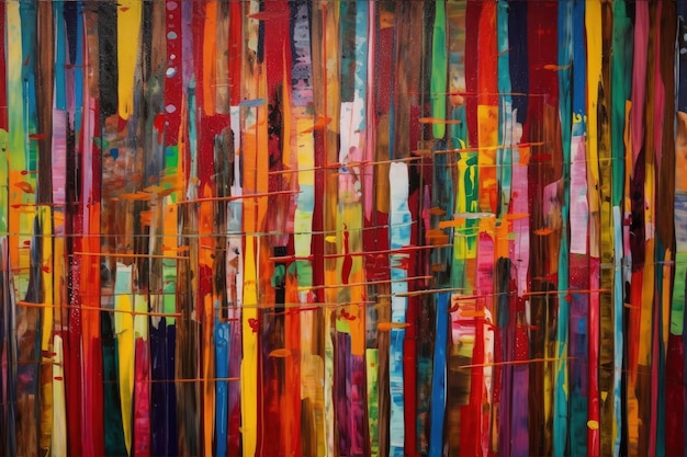 Ein Gemälde aus vielen verschiedenfarbigen Farbstreifen mit generativer KI