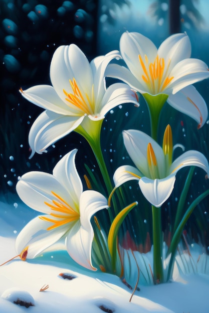 Ein Gemälde aus weißen Blumen mit dem Wort Liebe darauf