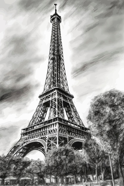 Ein Gemälde des Eiffelturms in Paris