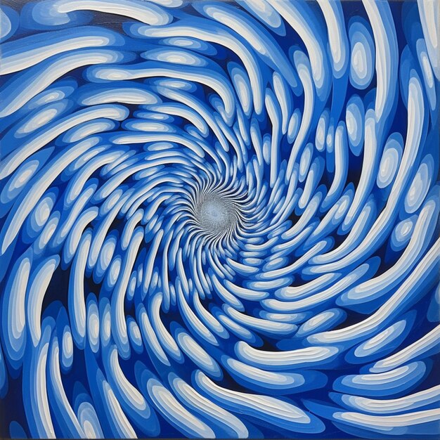 Foto ein gemälde einer blauen spirale mit weißen linien und den worten „das wort“ darauf.