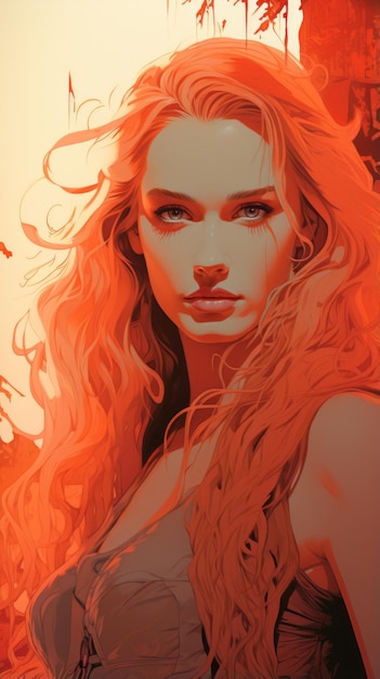 ein Gemälde einer Frau mit langen roten Haaren