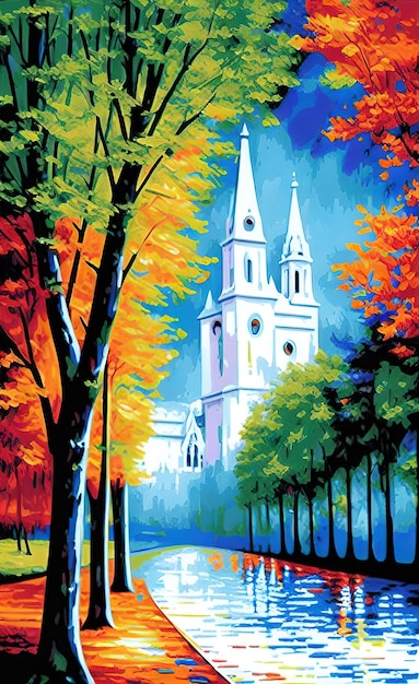 Ein Gemälde einer Kirche mit dem Namen st. Franziskus drauf