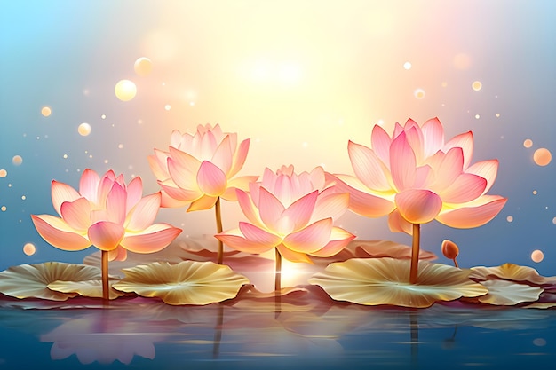 Ein Gemälde einer Lotusblume im Wasser