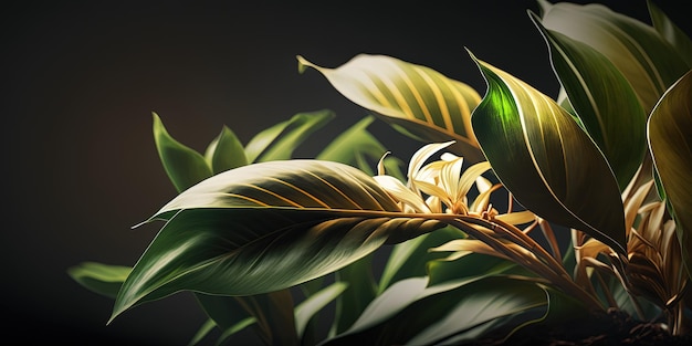 Ein Gemälde einer Pflanze mit grünen Blättern generativer KI