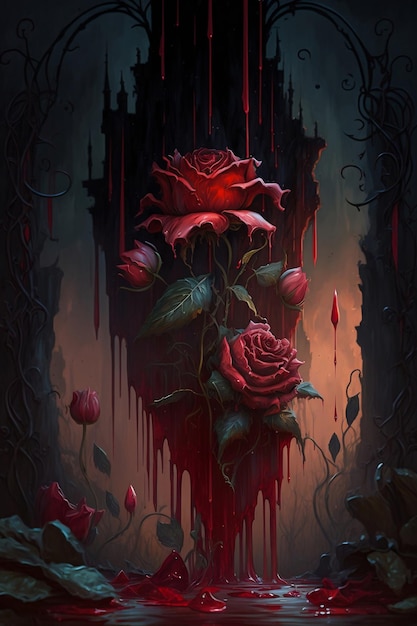 Ein Gemälde einer roten Rose mit den Worten Liebe darauf