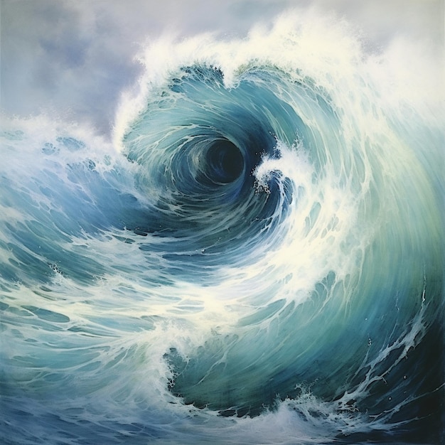 ein Gemälde einer Welle, auf der das Wort Ozean steht.