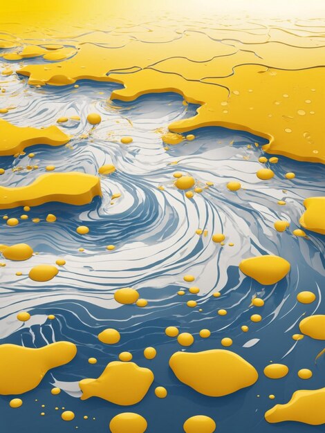 Ein Gemälde einer Welle und des gelben Hintergrunds