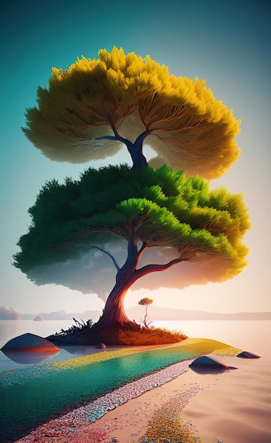 Ein Gemälde eines Baumes mit dem Wort Baum darauf