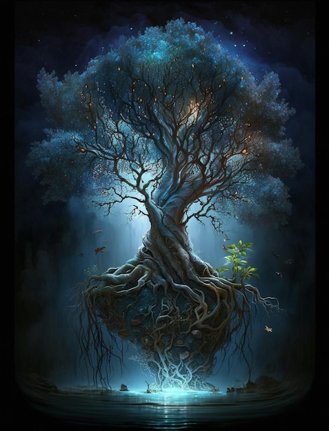 Ein Gemälde eines Baumes mit der Aufschrift „Baum des Lebens“.