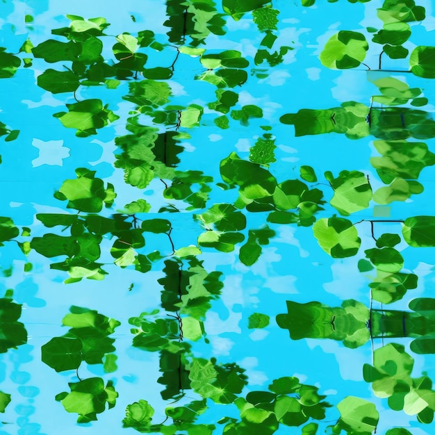 Ein Gemälde eines blauen Himmels mit grünen Blättern und den Worten „Bäume“ darauf