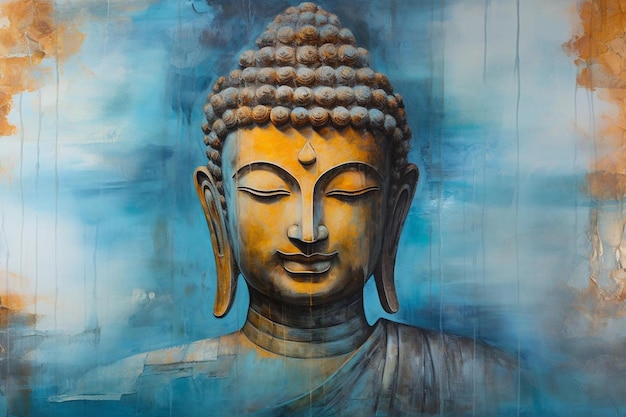 ein Gemälde eines Buddhas mit dem Wort Buddha darauf