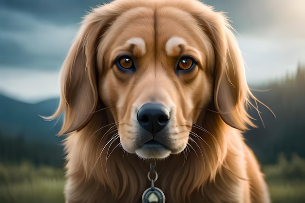 Ein Gemälde eines Golden Retriever-Hundes