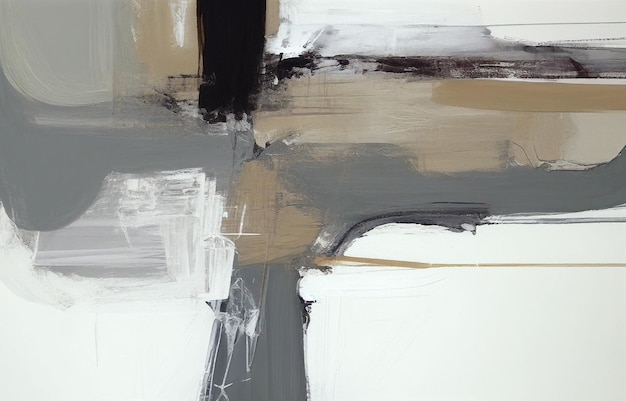 Ein Gemälde eines grau-weißen abstrakten Gemäldes mit einem schwarz-weißen Hintergrund.