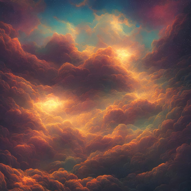 Ein Gemälde eines Himmels mit Wolken und den Worten "der Himmel ist sichtbar"
