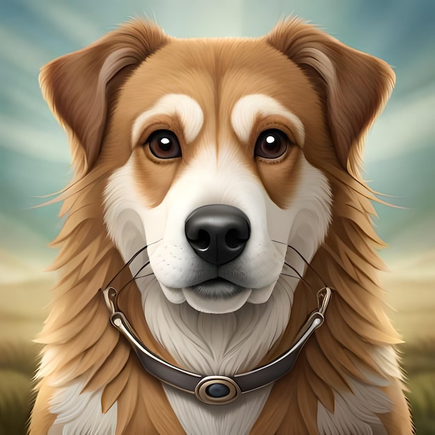 Ein Gemälde eines Hundes mit einem Halsband, auf dem steht: „Ich liebe Hunde“.