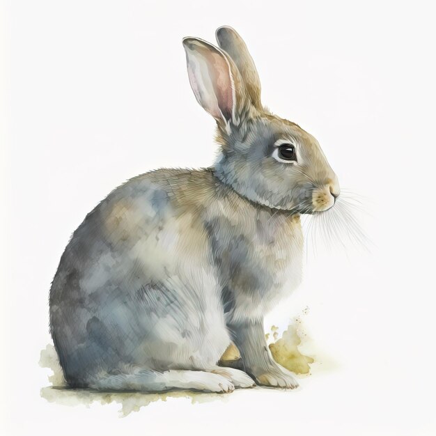 Ein Gemälde eines Kaninchens, das in Aquarell gemalt ist