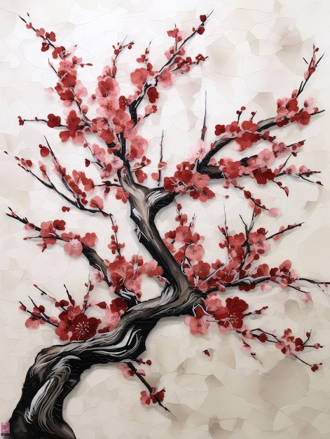 Ein Gemälde eines Kirschblütenbaumes