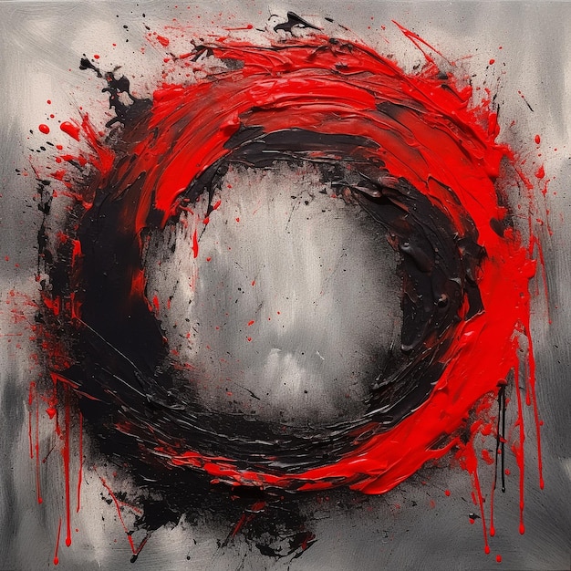 ein Gemälde eines Kreises mit roter Farbe darauf