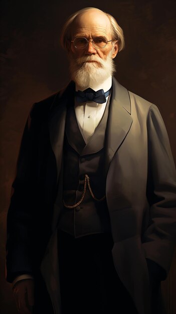 ein Gemälde eines Mannes mit Bart und Anzug
