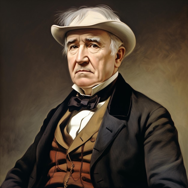 ein Gemälde eines Mannes mit Hut und Anzug